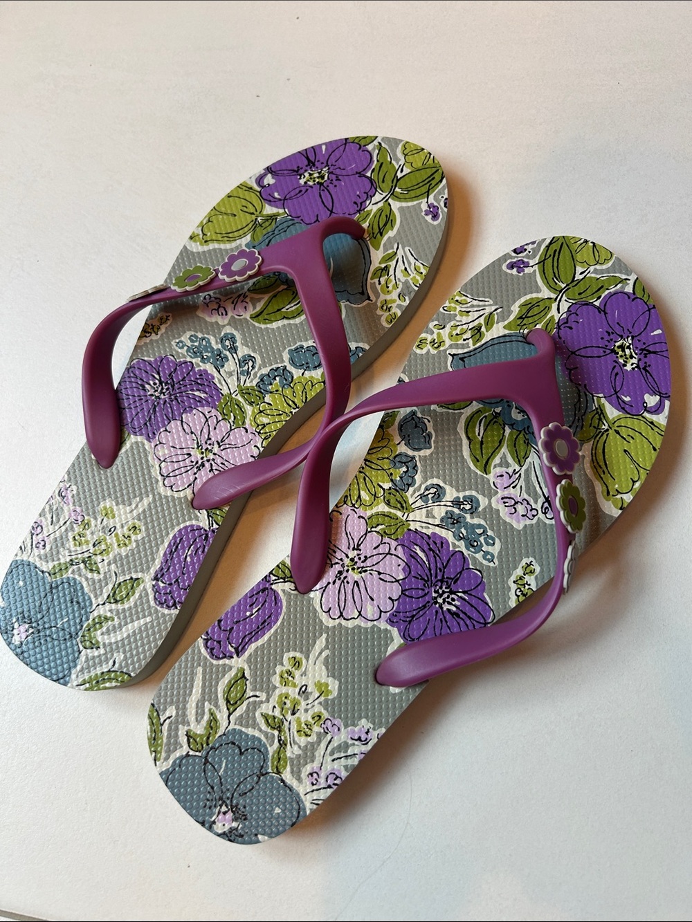 Women’s Purple Floral Flip Flop Sandals